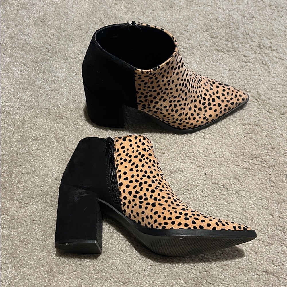 Qupid Tan and Black Ankle Booties